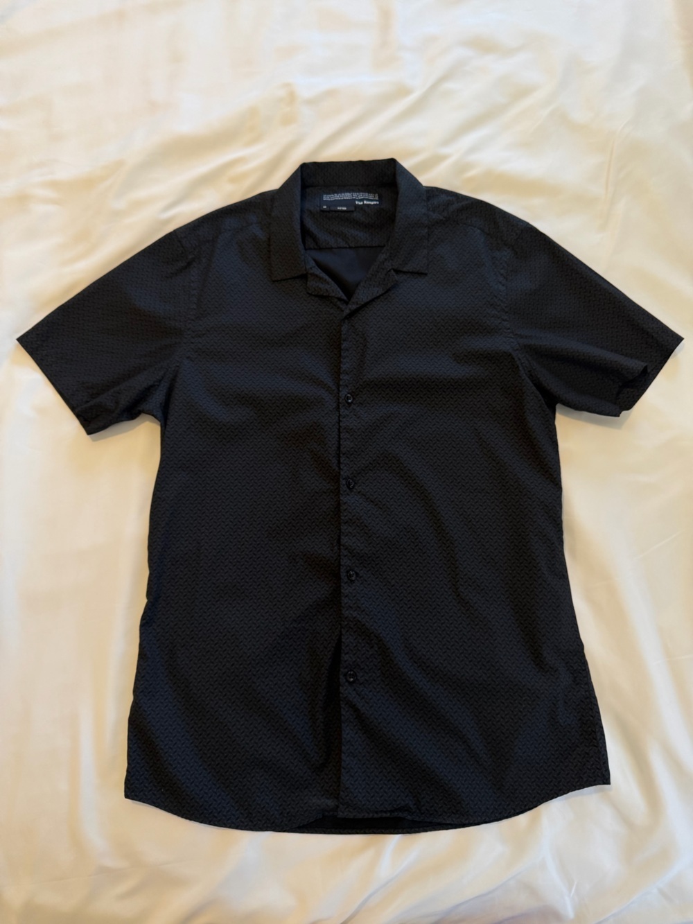 Kooples Short Sleeve Button Up Geometric Print Shirt Size M (fitted)